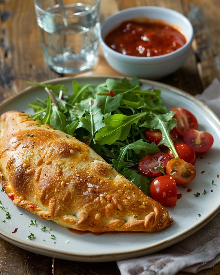 Freshly baked calzone